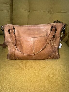 FRYE Classic Brown Leather Crossbody Shoulder Bag - Women's Everyday Tote